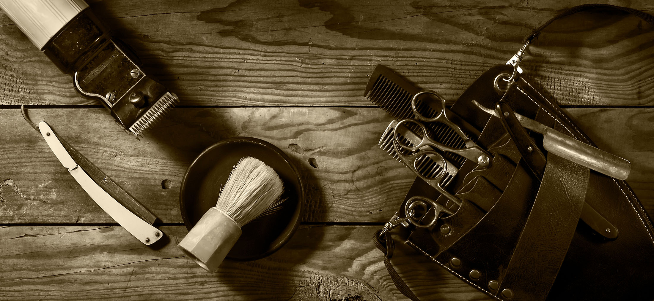 Vintage barbershop tools representing Fwresh commitment to quality and hygiene in Boston